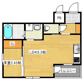 セブンプロート草津東(1LDK/1階)の間取り写真