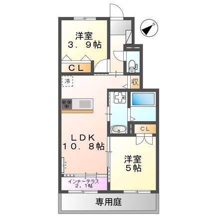 HAPPY HEIM(2LDK/1階)の間取り写真