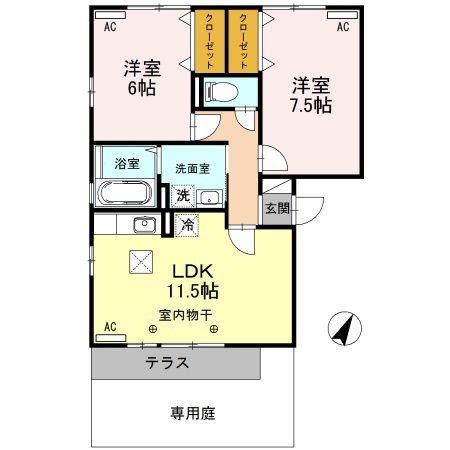 リビングタウン双葉A・B棟(2LDK/1階)の間取り写真