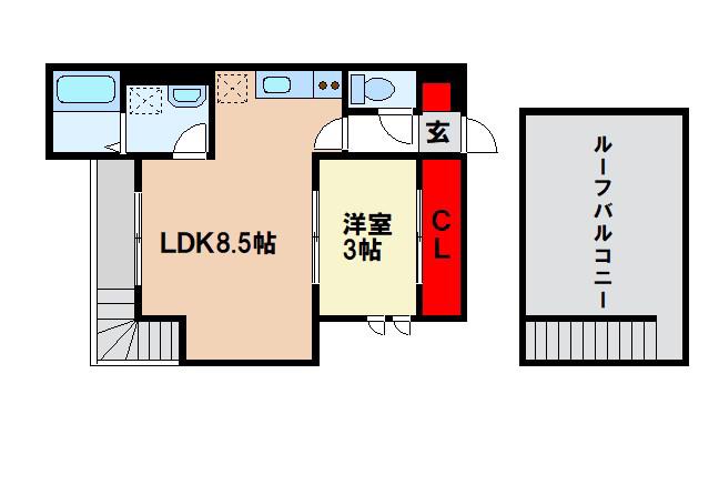 GRANDTIC CUORE(1LDK/2階)の間取り写真
