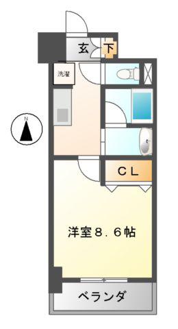 レジディア高岳(1K/13階)の間取り写真