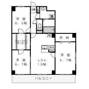 REFUGE・F(3LDK/2階)の間取り写真