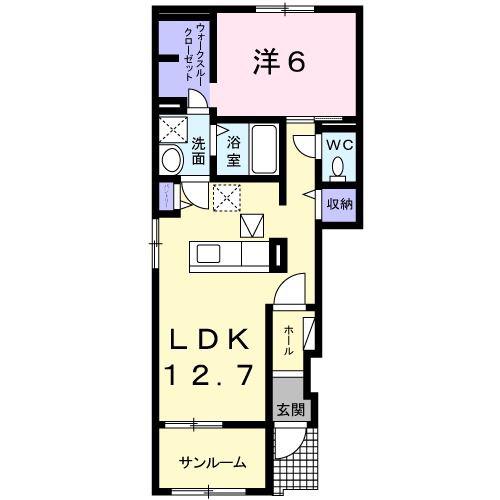 サニーシャワー(1LDK/1階)の間取り写真