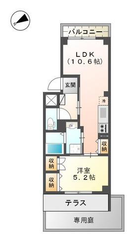 メゾン・ド・赤迫(1LDK/1階)の間取り写真