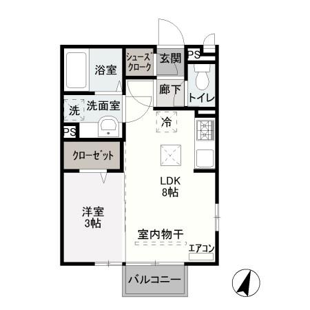 ソナ・ヴェルテII(1LDK/1階)の間取り写真