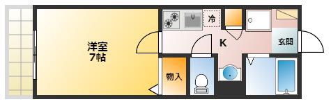 TALASSIO(1K/2階)の間取り写真