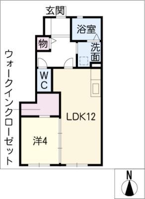 サニーコート久居B棟(1LDK/1階)の間取り写真