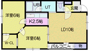 パレスマーサー(2LDK/2階)の間取り写真