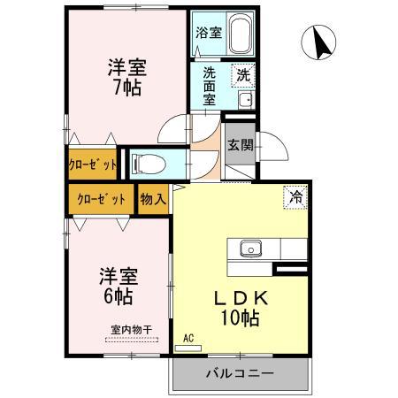 ヴァン・ソレーユ(2LDK/3階)の間取り写真