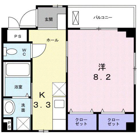 ブライトヒルMII(1K/3階)の間取り写真