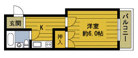 関ビル(1K/3階)の間取り写真