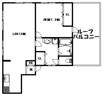 マンションハヤ(1LDK/4階)の間取り写真