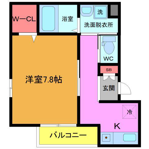M-PLUS(1K/2階)の間取り写真