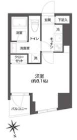 GRAN PASEO市谷甲良町 グランパセオ市谷甲良町(1K/2階)の間取り写真