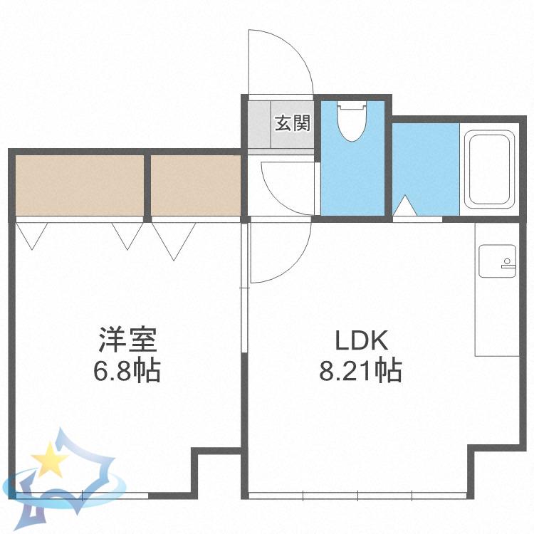 8・4サウンドビル(1LDK/4階)の間取り写真