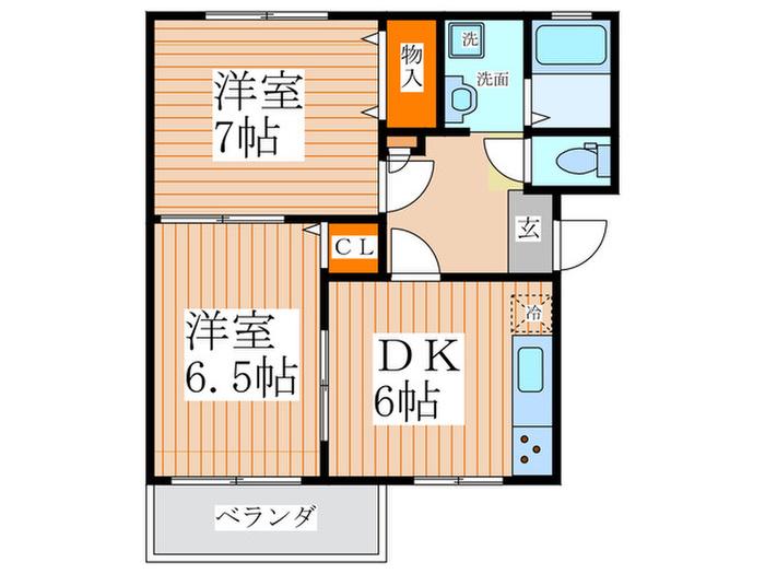 フレグランス・パル(2DK/2階)の間取り写真