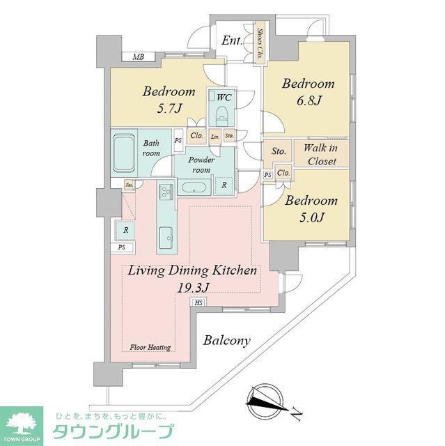 ドゥーエ早稲田(3LDK/9階)の間取り写真