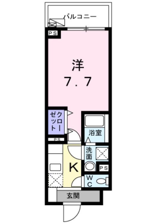 ウエスト シックス(1K/3階)の間取り写真