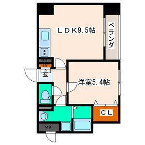県庁前レジデンス(1LDK/3階)の間取り写真