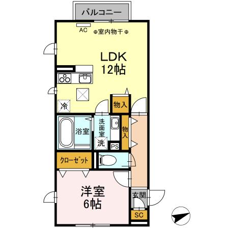 クレールライフ(1LDK/1階)の間取り写真