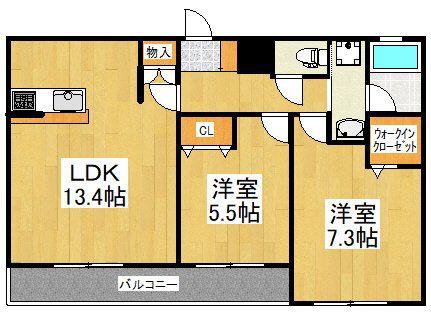 ウィステリア浅間(2LDK/1階)の間取り写真
