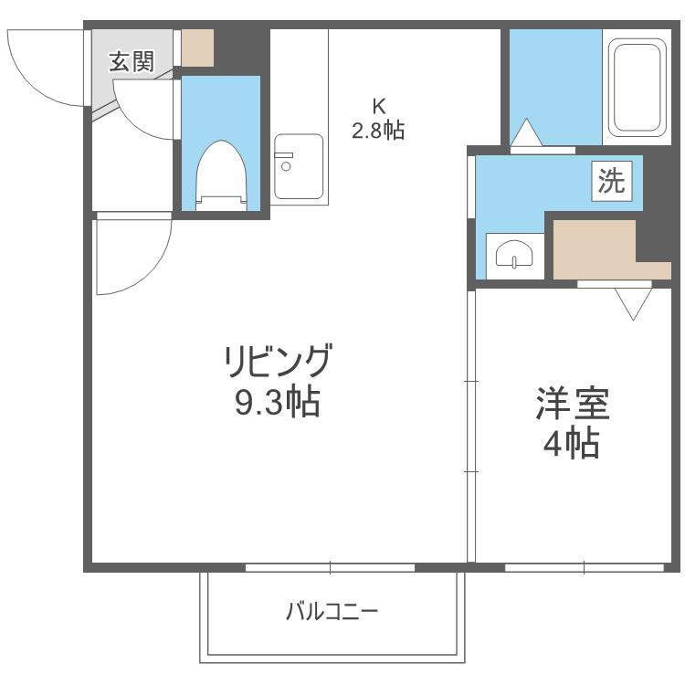 ライトベル美園(1LDK/4階)の間取り写真