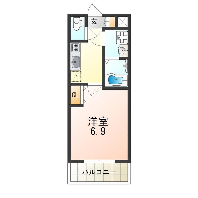 LA DOUCEUR荒本(1K/8階)の間取り写真