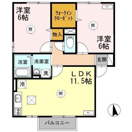 コーポラスITOIIIB(2LDK/1階)の間取り写真