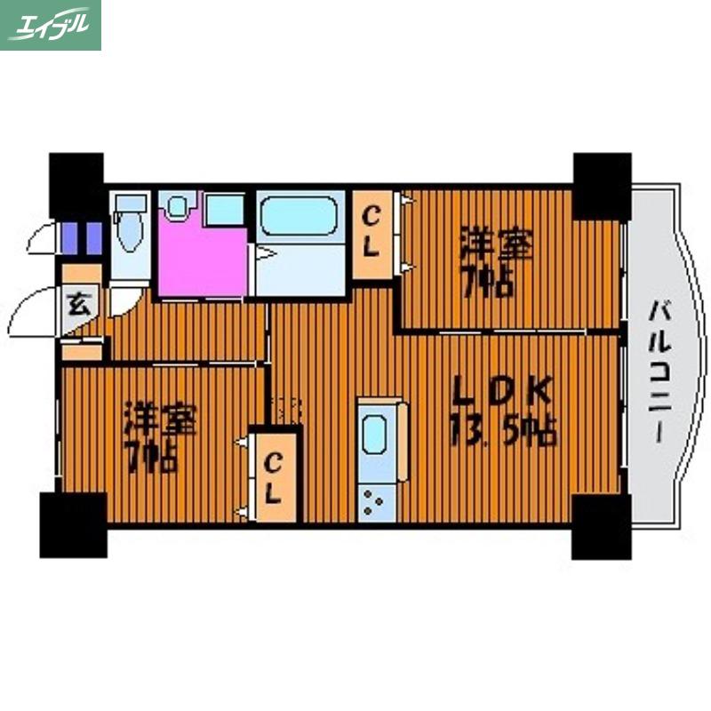 マーガレットA-II(2LDK/2階)の間取り写真