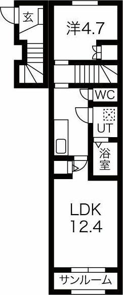 シュッドポミエ(1LDK/2階)の間取り写真