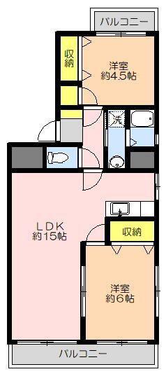 原島マンション(2LDK/2階)の間取り写真