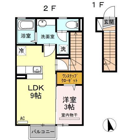 ル・ドミールならは(1LDK/2階)の間取り写真