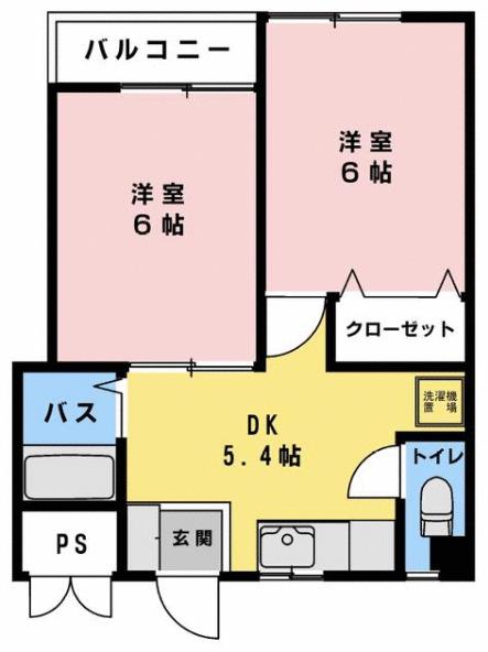 広瀬ビル(2DK/4階)の間取り写真