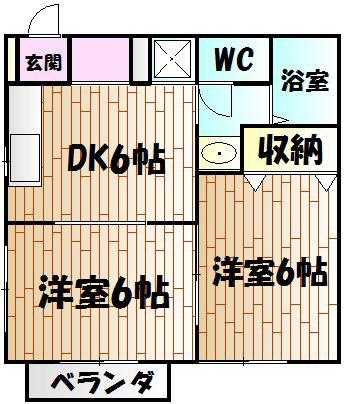 パルティール松風(2DK/2階)の間取り写真