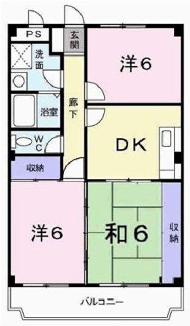 エンセント・メゾン(3DK/2階)の間取り写真