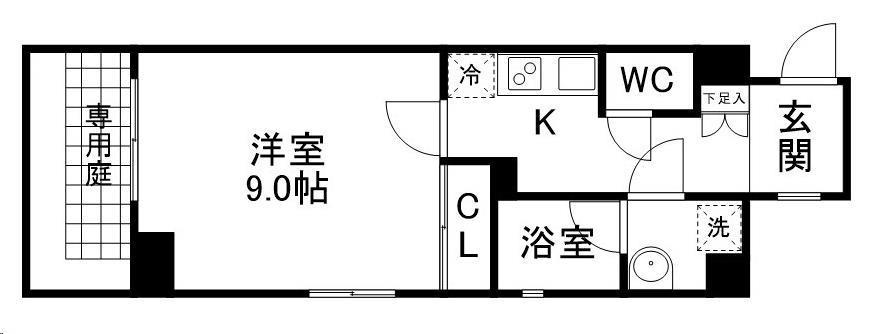 しゃとれ新寺(1K/1階)の間取り写真