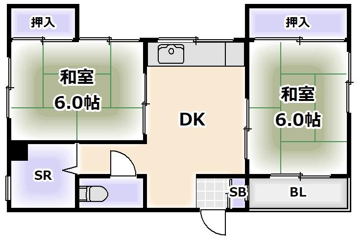 アイデアルビル(2DK/3階)の間取り写真