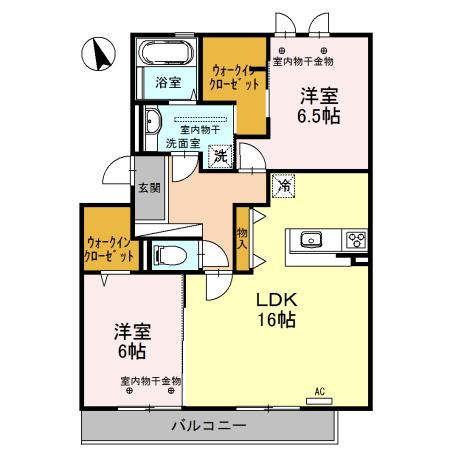 グレースフル華 A棟(2LDK/2階)の間取り写真