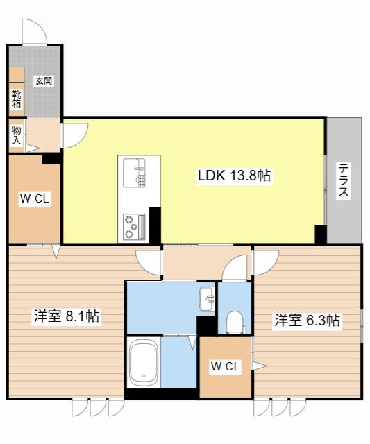 エクセルVI(2LDK/1階)の間取り写真