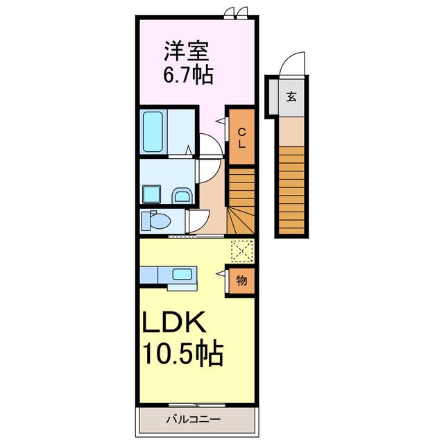 リードスクリーンB(1LDK/1階)の間取り写真