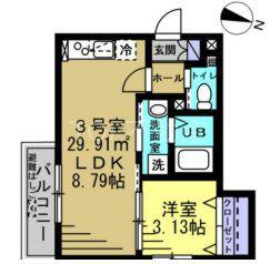 ルカリオSOGA(1LDK/2階)の間取り写真