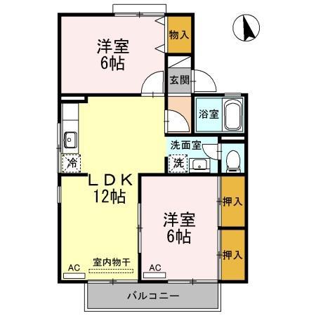 ロイヤルコート円座(2LDK/2階)の間取り写真