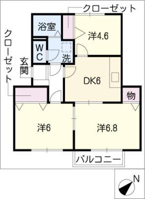 フォーリア(3DK/2階)の間取り写真