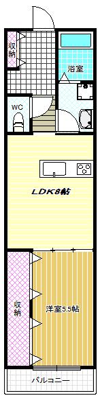 ノイヴェル新堂(1LDK/1階)の間取り写真