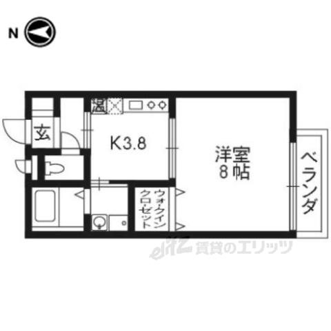 カナル桃山(1K/2階)の間取り写真