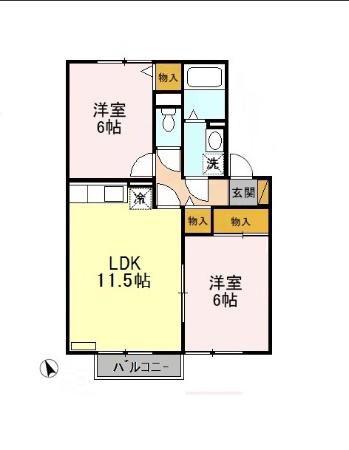 アクシスA・B(2LDK/2階)の間取り写真