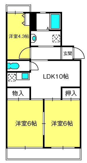 プルミエールD(3LDK/3階)の間取り写真