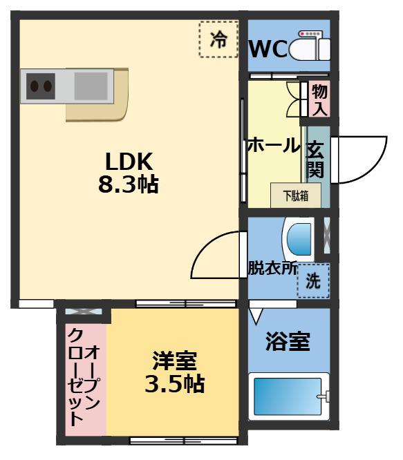 メゾン・ドゥ・アッシュ市川II(1LDK/1階)の間取り写真