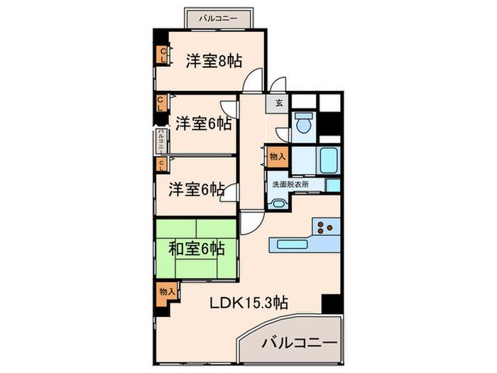 ヒ-ポップ・ヴィラ(4LDK/5階)の間取り写真