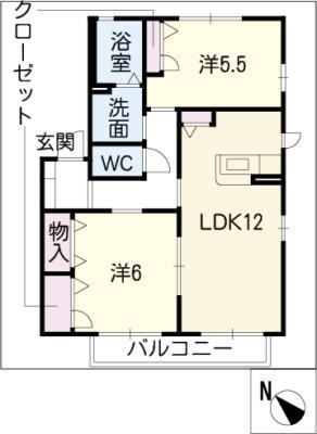 EAU DE VIE(2LDK/2階)の間取り写真